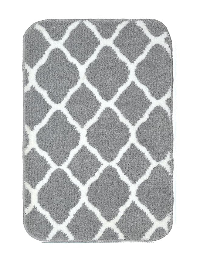 Saral Home Soft Anti Slip Microfiber Geometric Bathmats