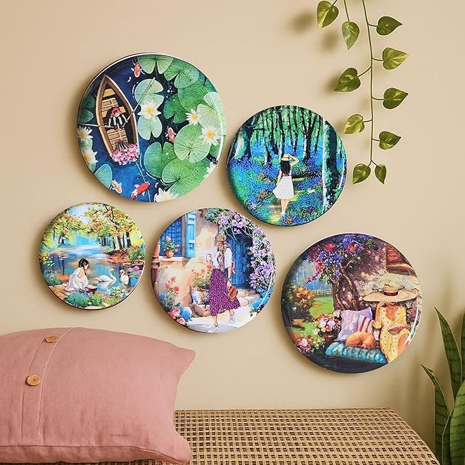 Ritualistic Slice of Life Wall Plates & Paintings Set of 5