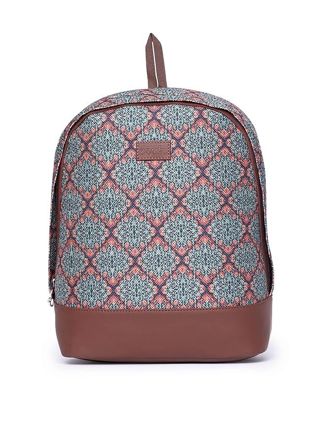 Zouk Printed Women's Jute Handcrafted Vegan Leather Multicolor Daypack/Backpack