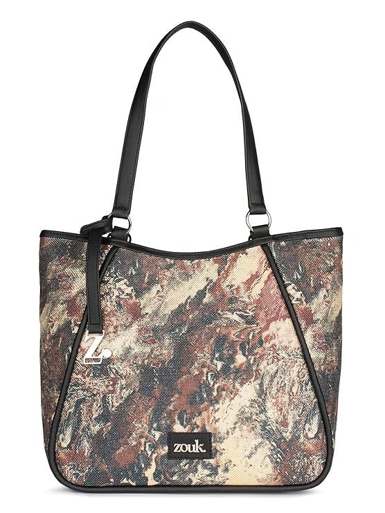 Zouk Naisha Tote Jute & Leather Handbag for Women