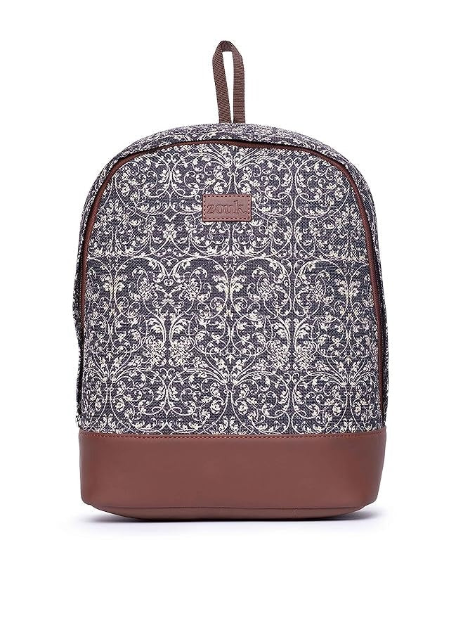 Zouk Printed Women's Jute Handcrafted Vegan Leather Multicolor Daypack/Backpack