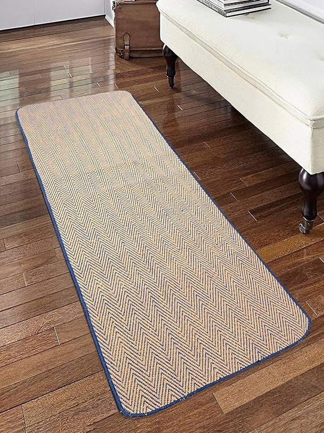 Saral Home Zig-Zag Soft Jute Cotton Durable & Washable Multipurpose Bedside Runner