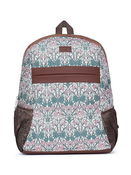 Zouk Printed Women's Jute Handcrafted Vegan Leather Multicolor Classic Backpack
