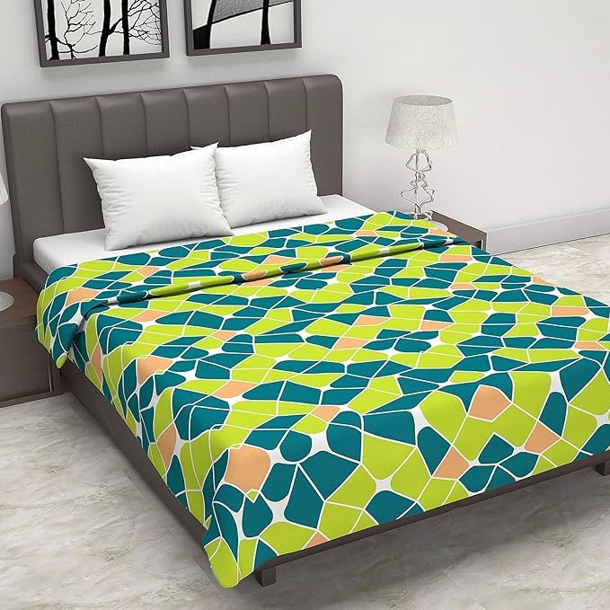 Divine Casa 120 GSM Microfiber Double Dohar Soft & Lightweight Throw Blanket Abstract Pattern Colour Acid Lime