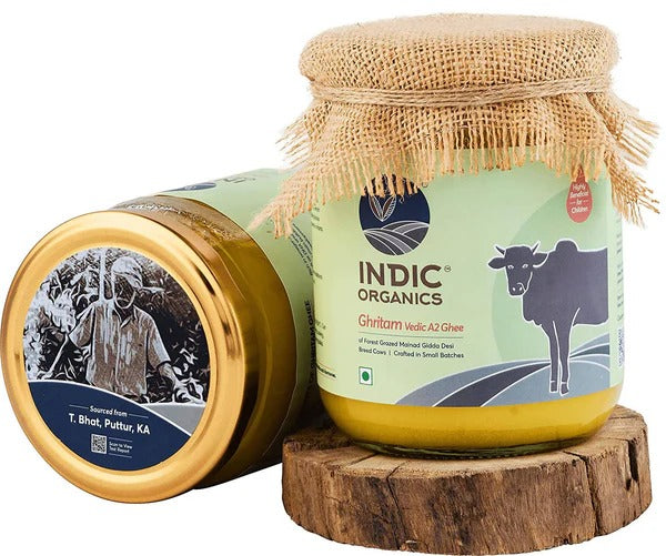 Indic Organics Forest Grazing Rare Malnad Gidda Desi Cow's A2 Ghee - 1 Kg