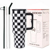 House of Quirk 1200ML Stainless Steel Tumbler with Handle & Lid, 2 Straws – Large Travel