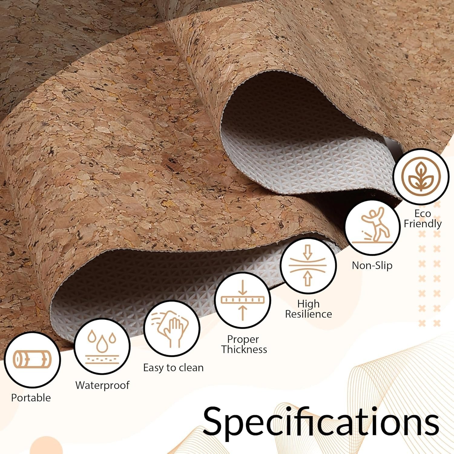 Fitness Mantra Premium Natural Cork & Rubber Yoga Mat