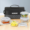 Borosil Zeal Universal Glass Lunch Box, Black Bag Set of 4