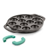 Bergner Eco Cast Iron Appam Patra with 12 Pits Pre-Seasoned Induction Compatible with Silicone Sleeves