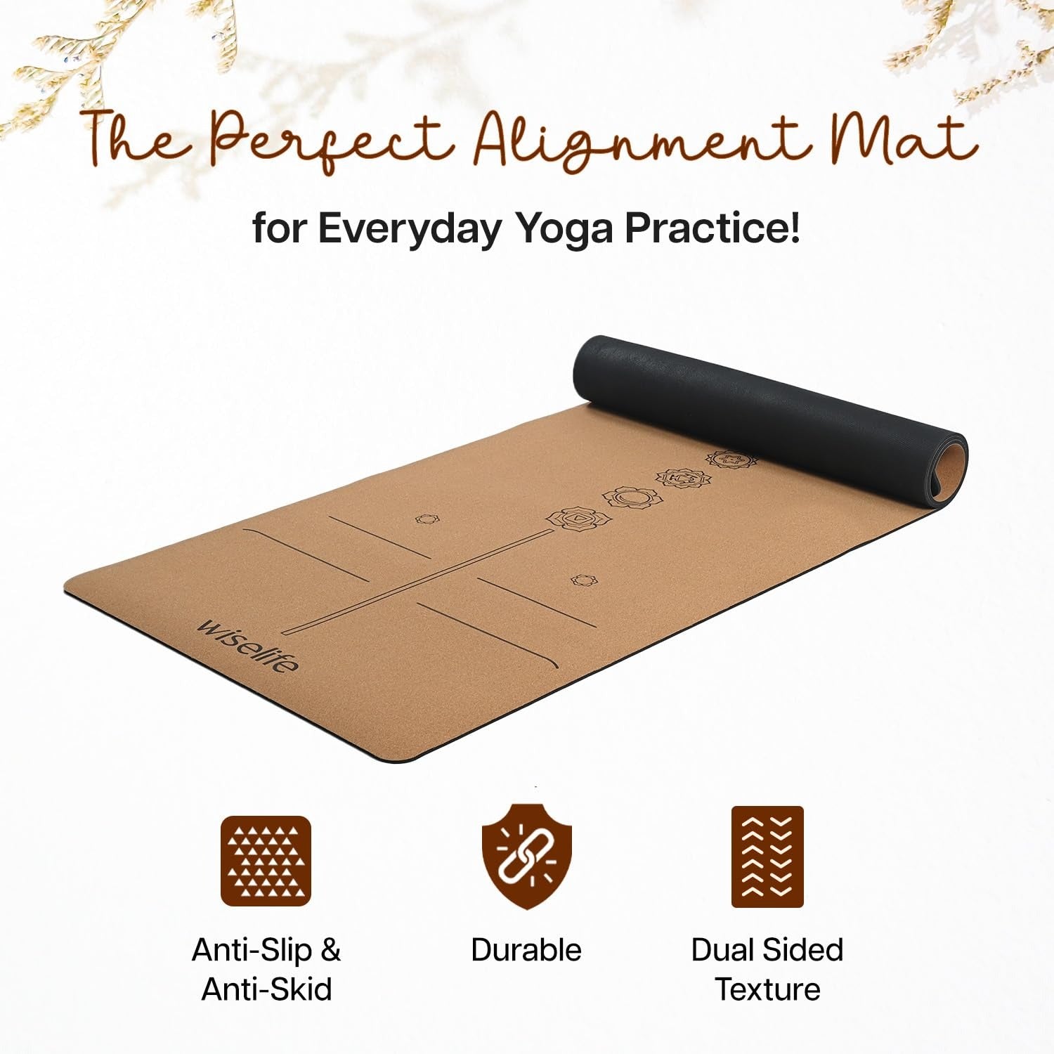 Wiselife Cork Natural Rubber Yoga Mat Extra Large Extra Wide