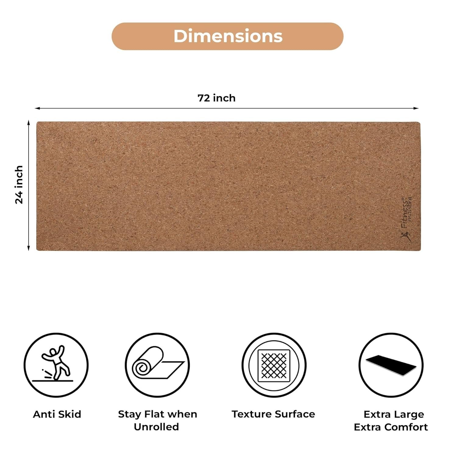 Fitness Mantra Premium Natural Cork & Rubber Yoga Mat