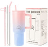 House of Quirk 1200ML Stainless Steel Tumbler with Handle & Lid - Cotton Candy Haze