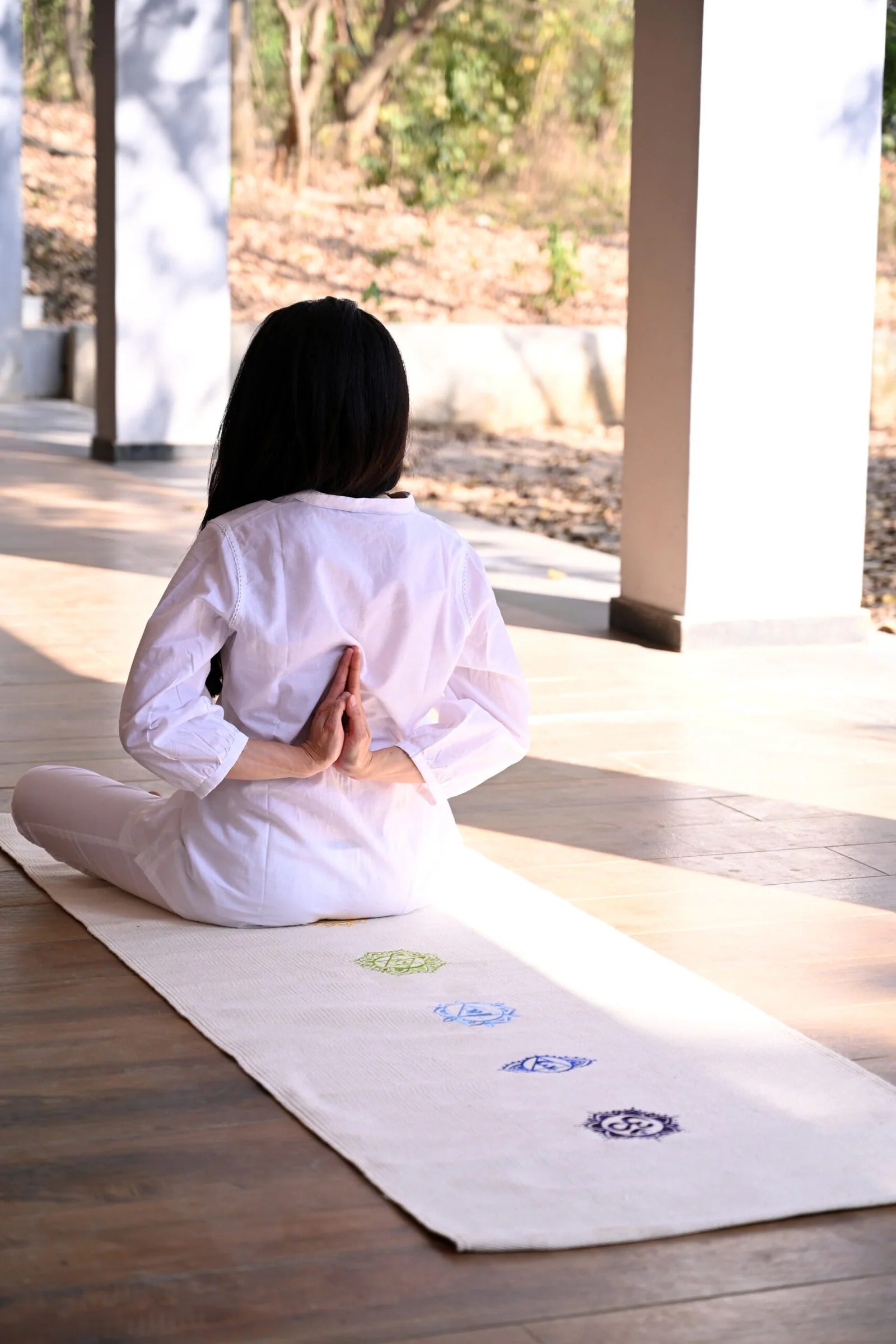 Madhurya Organic Cotton Yoga Mat Chakras with Mantra