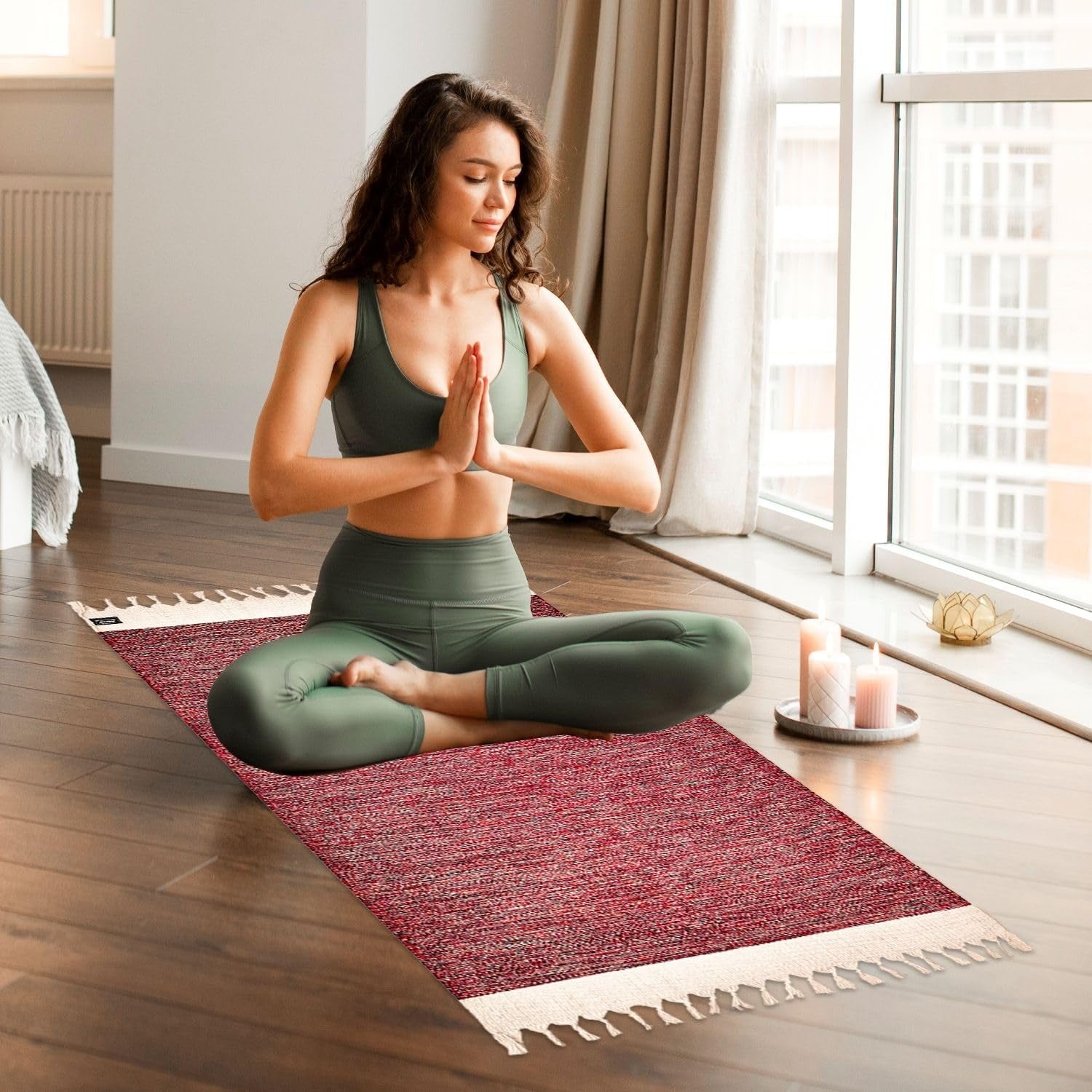 Strauss Cotton Yoga Mat For Women and Men Anti Slip