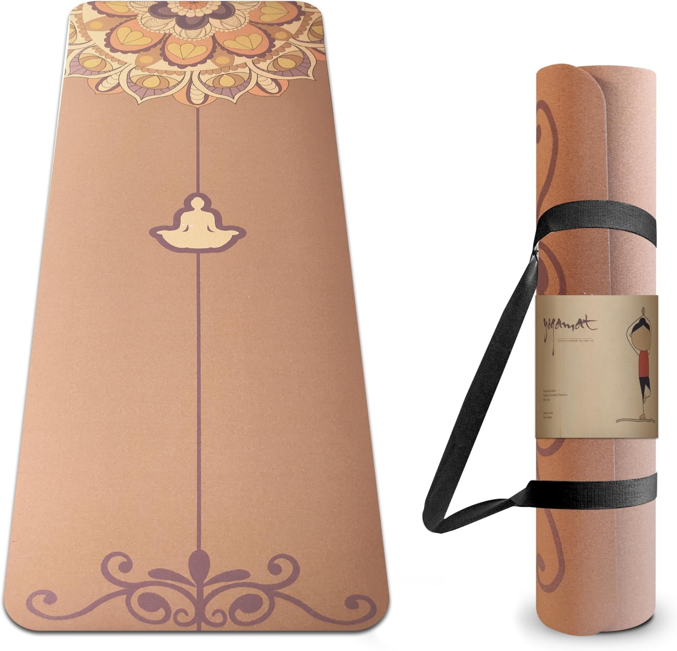 Kimy Home Premium Non Toxic Cork Yoga Mat 4MM Thick Eco-Friendly Non-Slip & Sweat Resistant