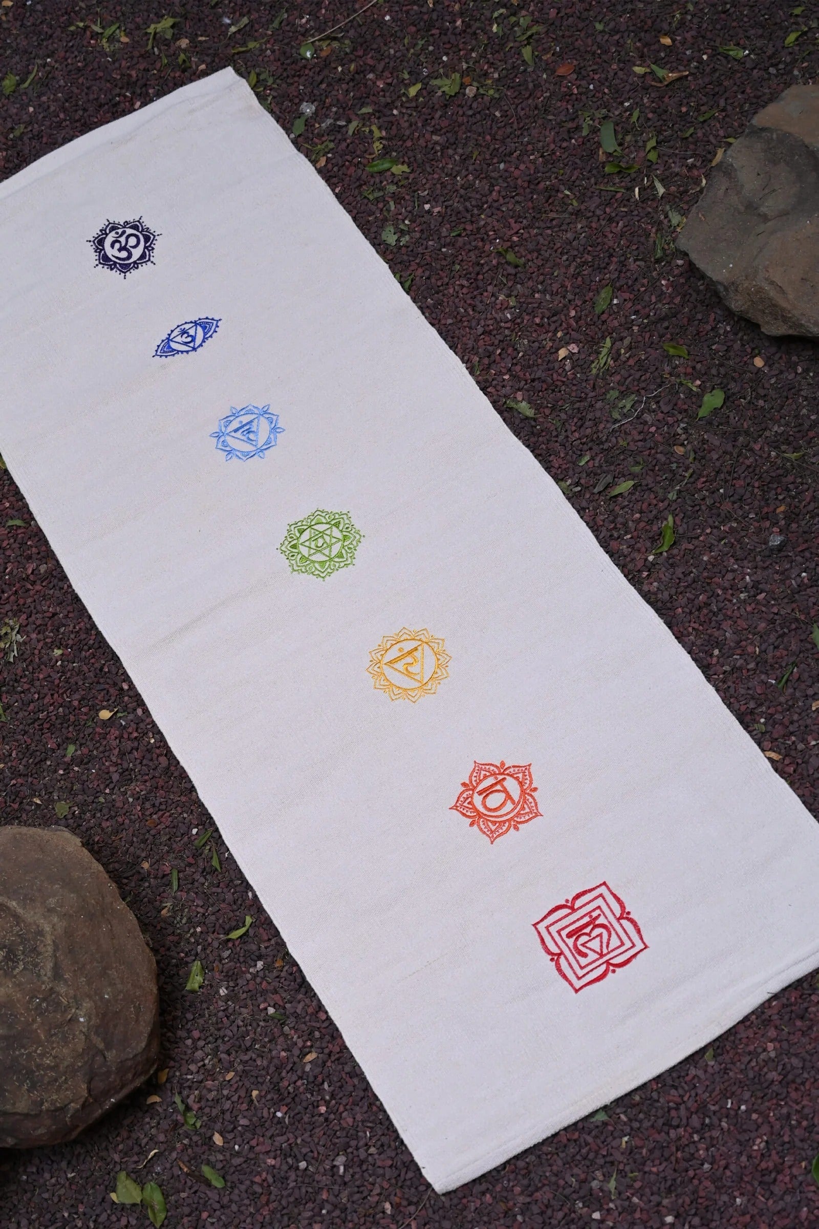 Madhurya Organic Cotton Yoga Mat Chakras with Mantra
