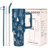 House of Quirk 1200ML Stainless Steel Tumbler with Handle & Lid -MerryBlue