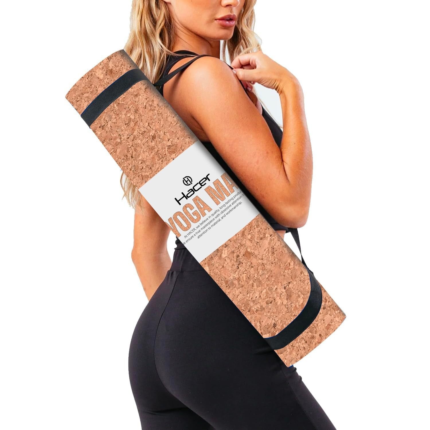 Hacer Yoga Mat 3mm Thickness Unisex Non Slip Anti Tear Cork Exercise Mats