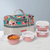 Borosil Kube Pink Glass Lunch Box Square Set of 3 Tall