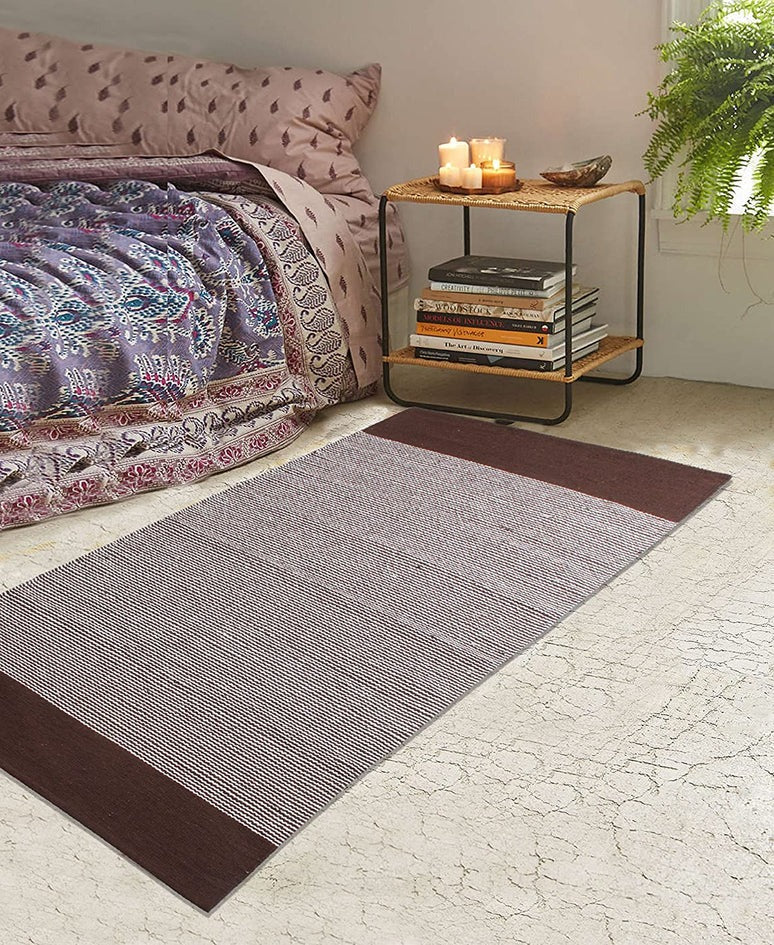 Saral Home Mid Stripe Cotton Anti Slip Yoga Mat/Runner