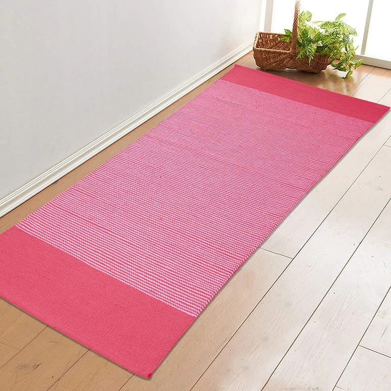 Saral Home Mid Stripe Cotton Anti Slip Yoga Mat/Runner