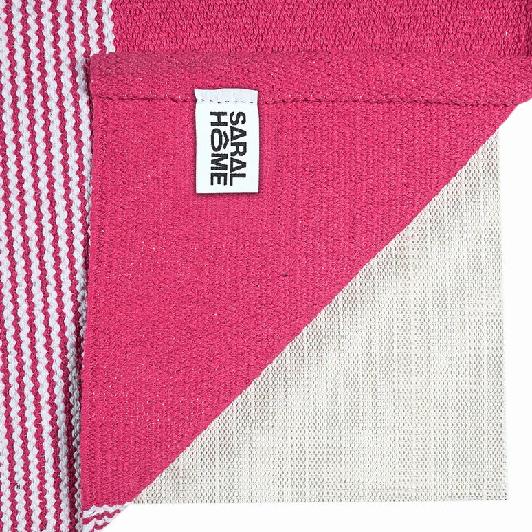 Saral Home Mid Stripe Cotton Anti Slip Yoga Mat/Runner