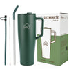 House of Quirk 1200ML Tumbler with Handle and 2 Straw Flip Lid Green