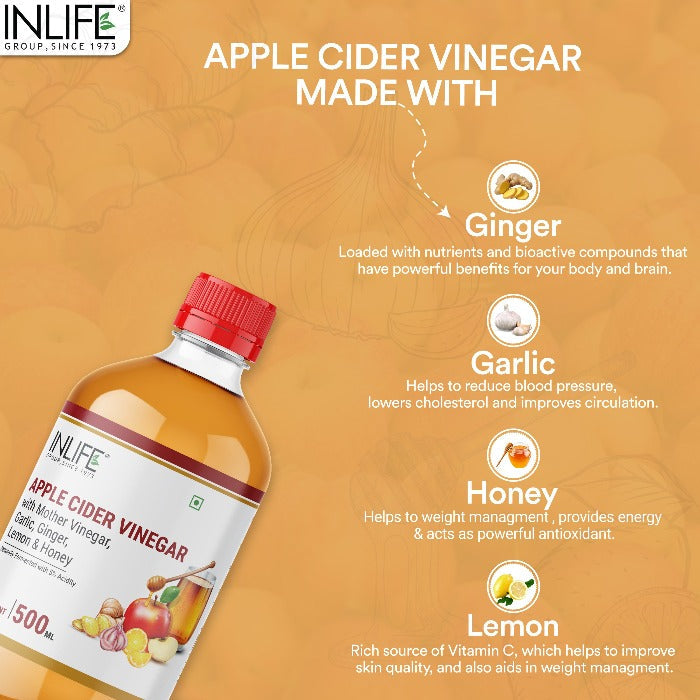 INLIFE  Apple Cider Vinegar  Mother Vinegar – 500 ml