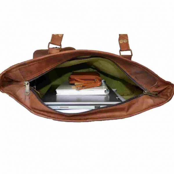 Craftshades – 16 inch Handcrafted Leather Women’s with pocket Tote Bag | 100% Genuine Leather