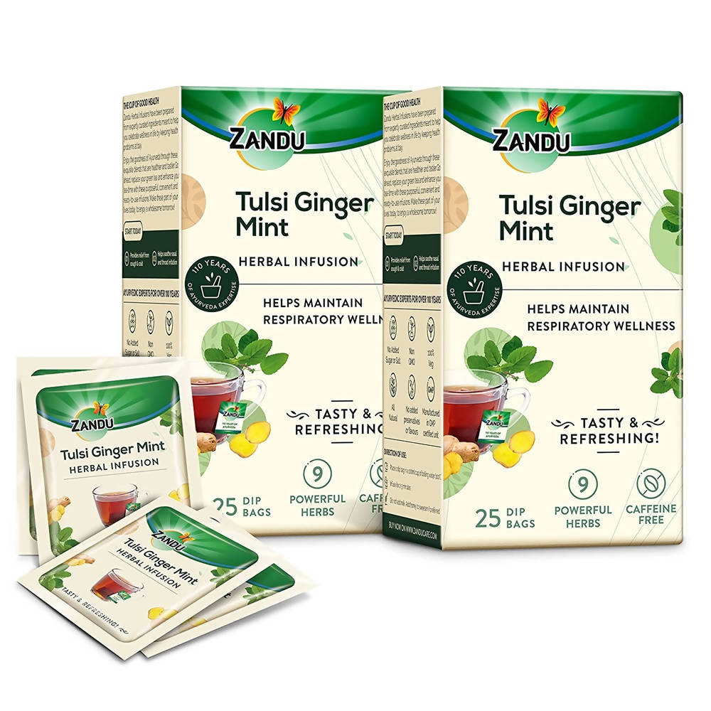 Zandu Tulsi Ginger Mint Herbal Infusion Tea