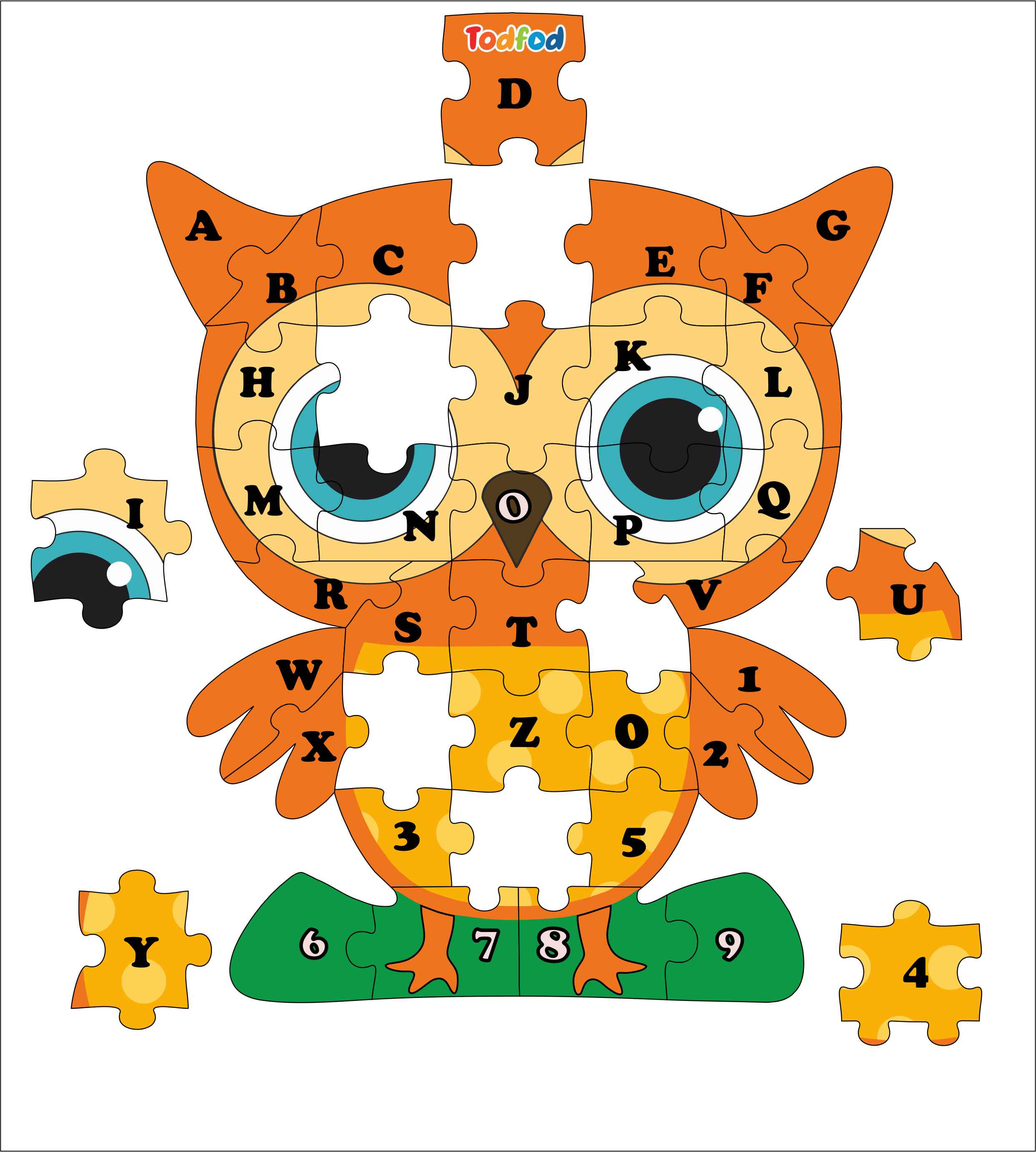 Wooden Jigsaw Puzzle – Owl Shaped English Alphabets