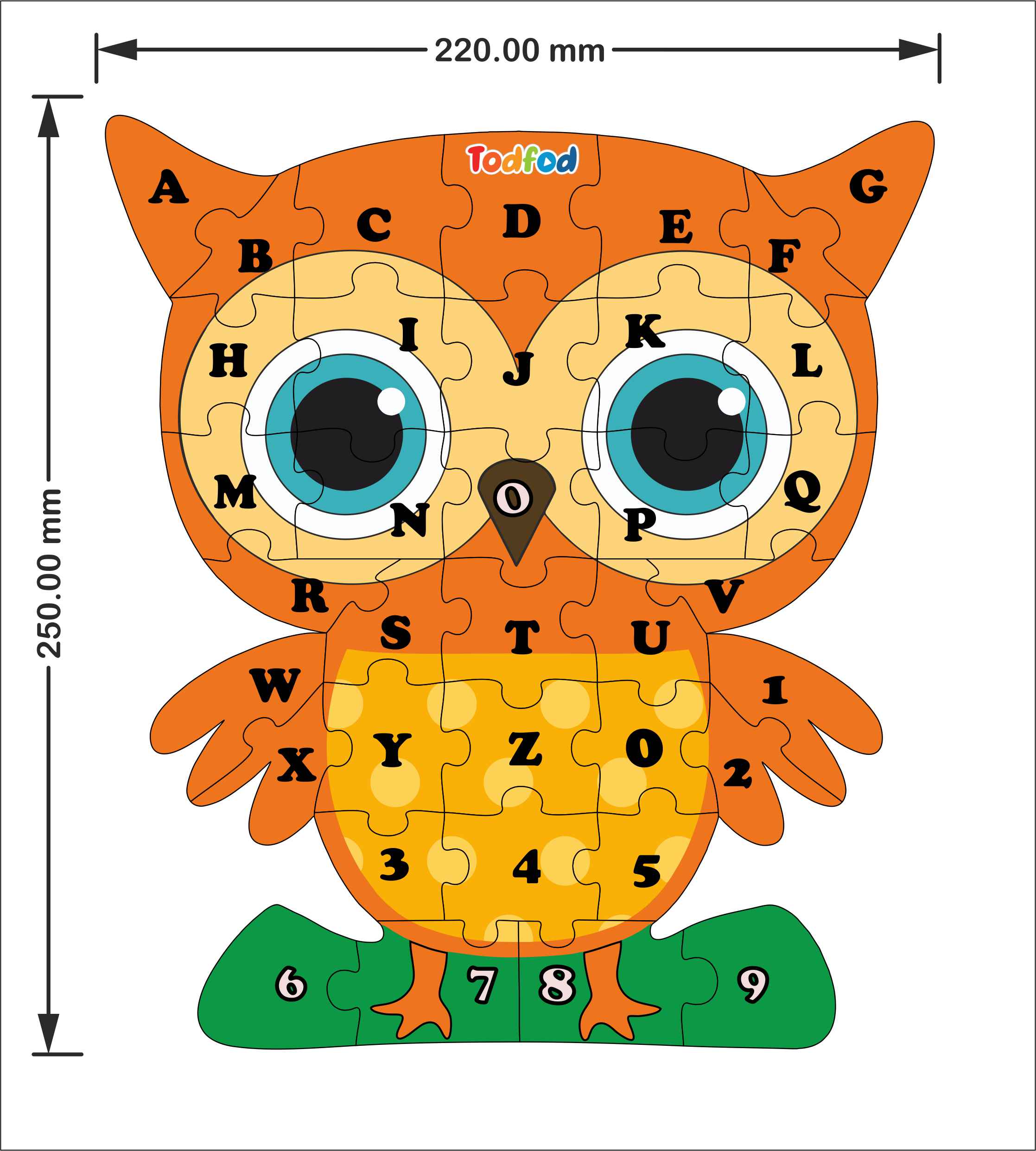 Wooden Jigsaw Puzzle – Owl Shaped English Alphabets
