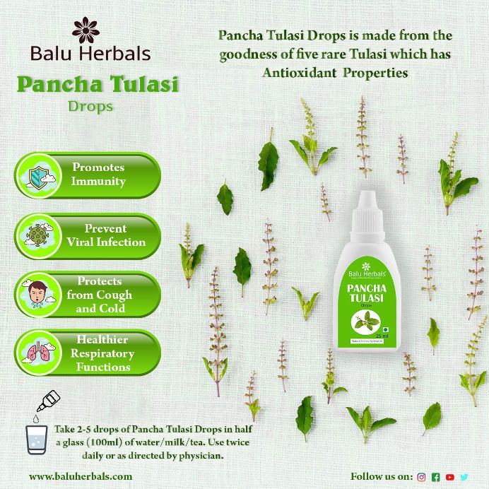 Balu Herbals Pancha Tulasi Drops - 25 ml