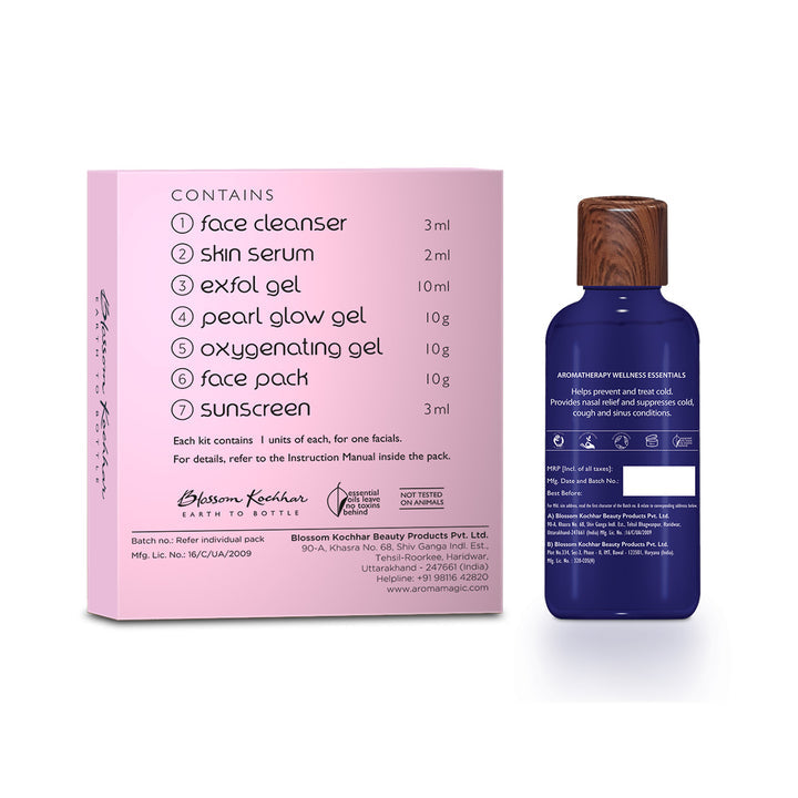 Blossom Kochhar Aroma Magic Pearl Facial Kit + Help Me I have a Bad Cold Curative Oil - 68 ml