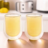 UMAI Pack of 2: Double Wall Borosilicate Glass Coffee Mugs | 190ml | Yellow