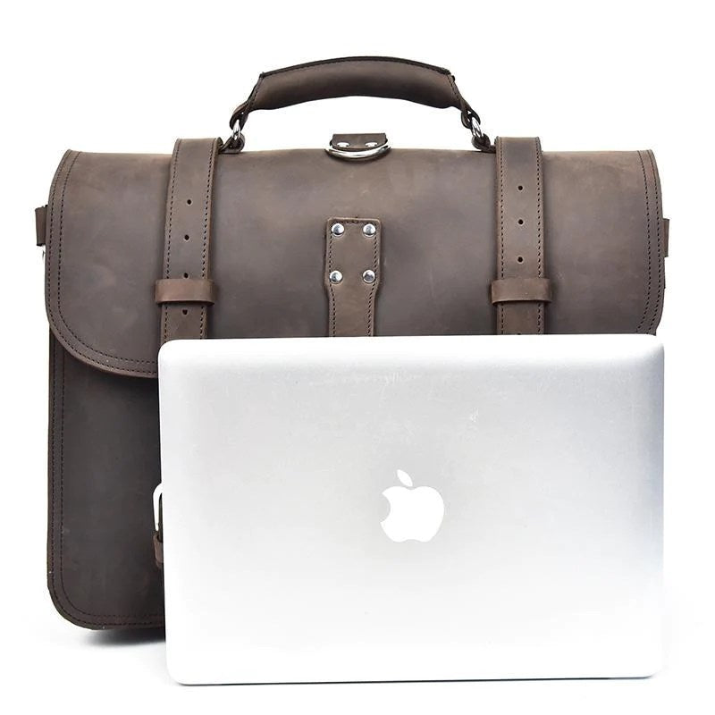CraftShades 17 Inch oil Buff Leather Briefcase Laptop Messenger Bag Office Briefcase College Bag for Men and Women