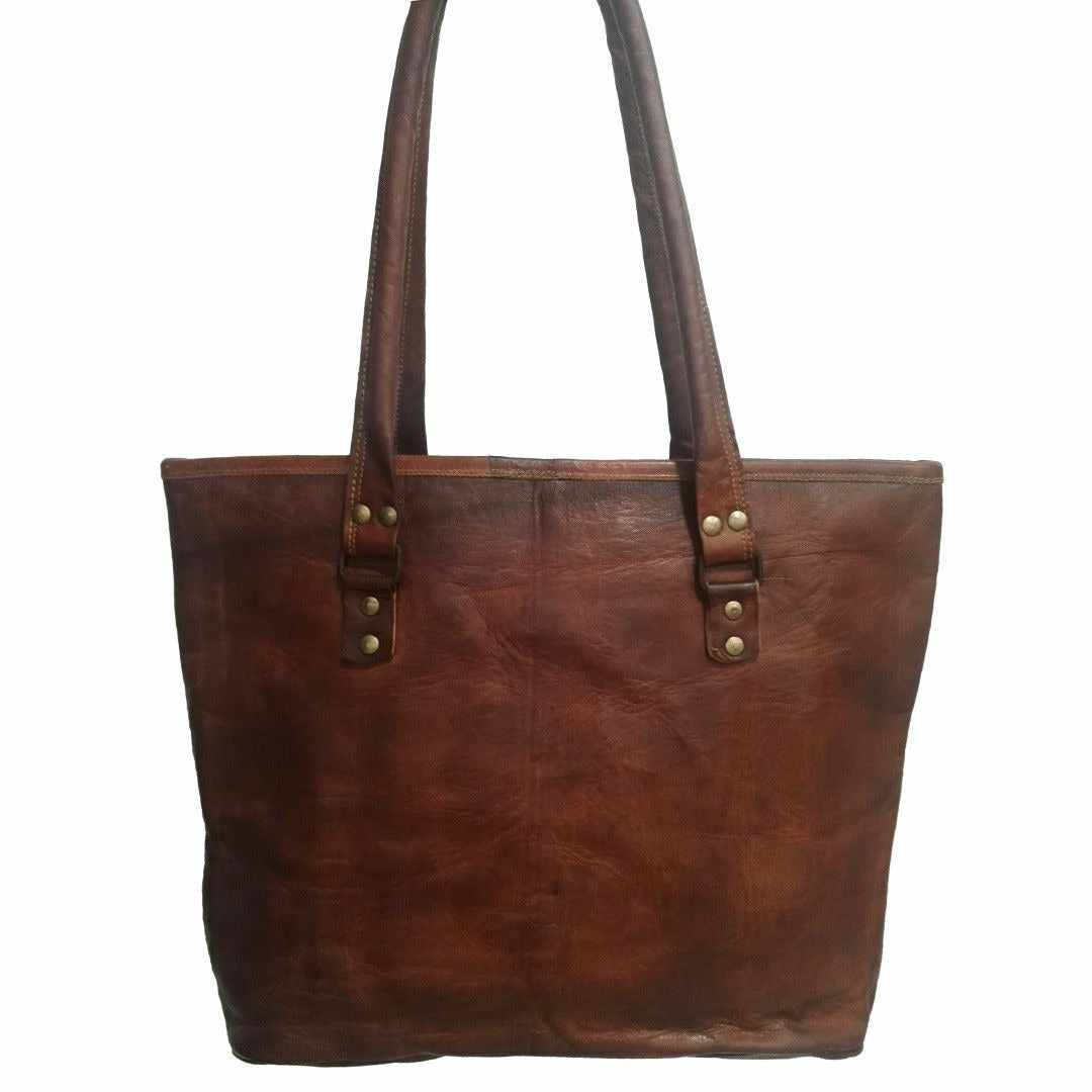 Craftshades – 16 inch Handcrafted Leather Women’s with pocket Tote Bag | 100% Genuine Leather