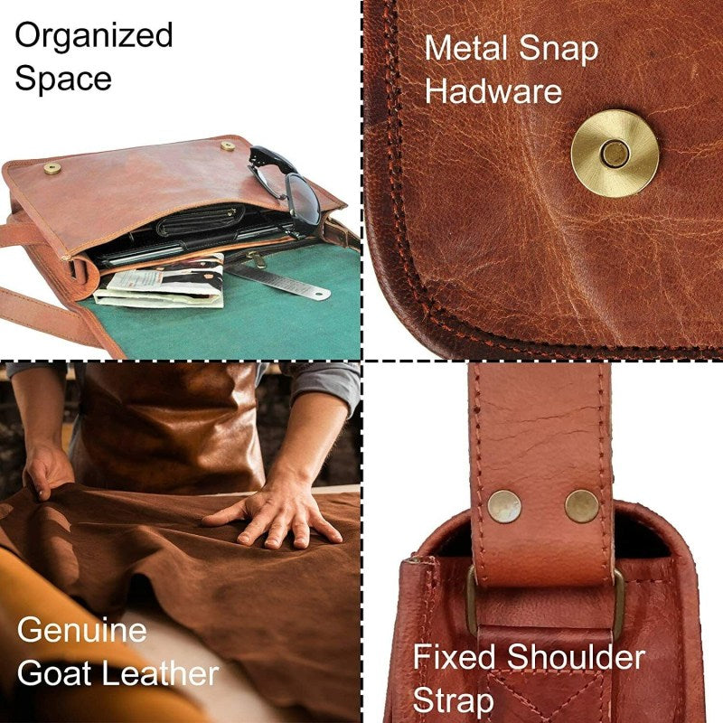 Craftshades – 11*15″ Plain Handcrafted Goat Leather Full Flap Bag | 100% Genuine Leather