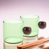 UMAI Pack of 2: Borosilicate Glass Coffee Mugs with Wooden Handle | 120ml | Green