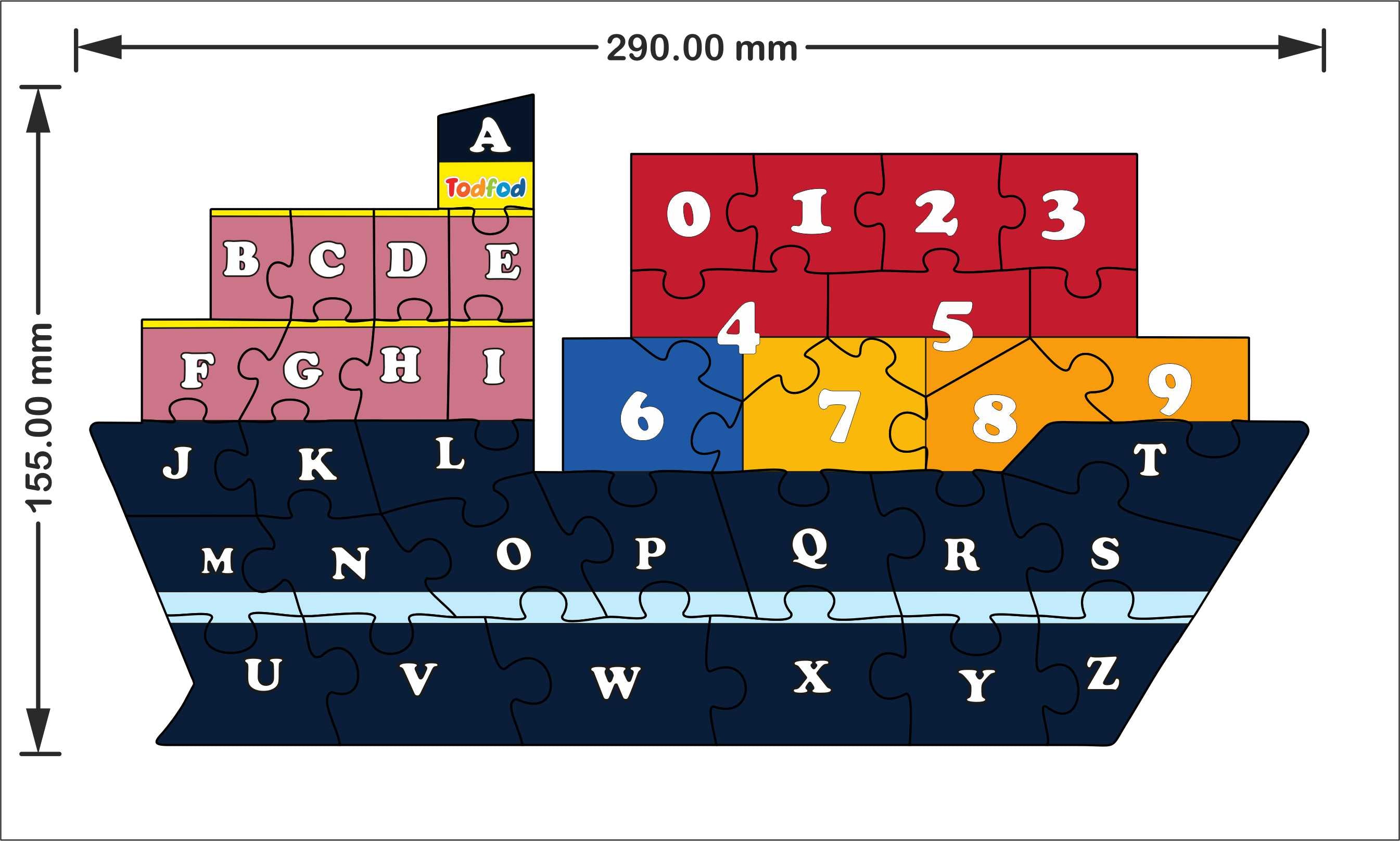 Wooden Jigsaw Puzzle – Ship Shaped English Alphabets