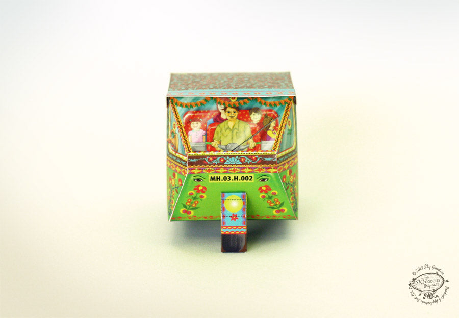 Bombay Auto Rickshaw Box: Green design - DIY Paper Craft Kit