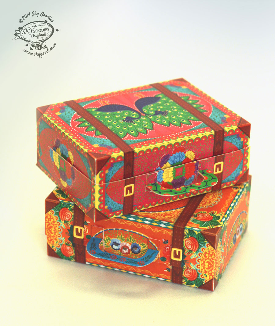 Colourful Pink Mini Suitcase Box DIY Paper Craft Kit