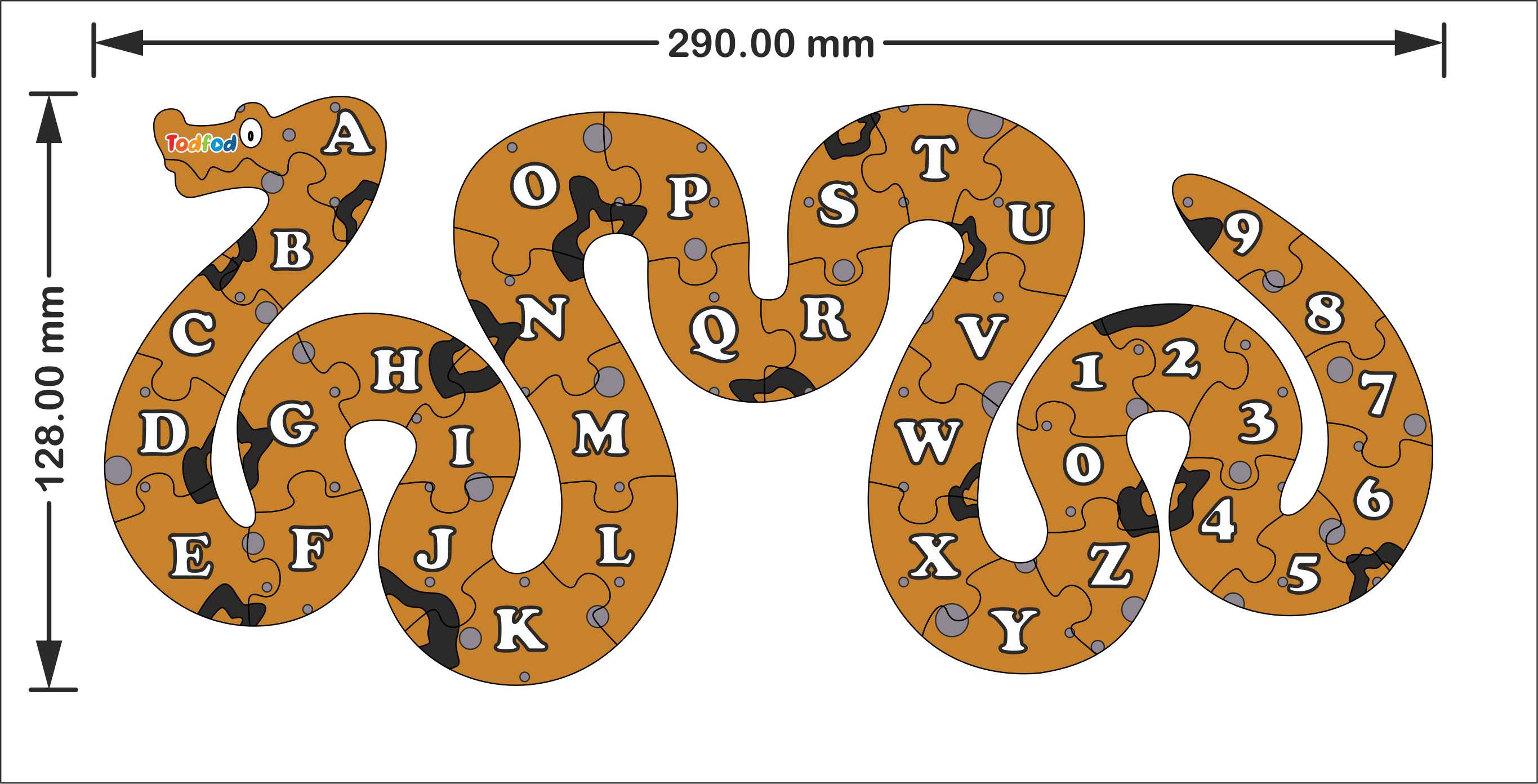 Wooden Jigsaw Puzzle – Snake Shaped English Alphabets