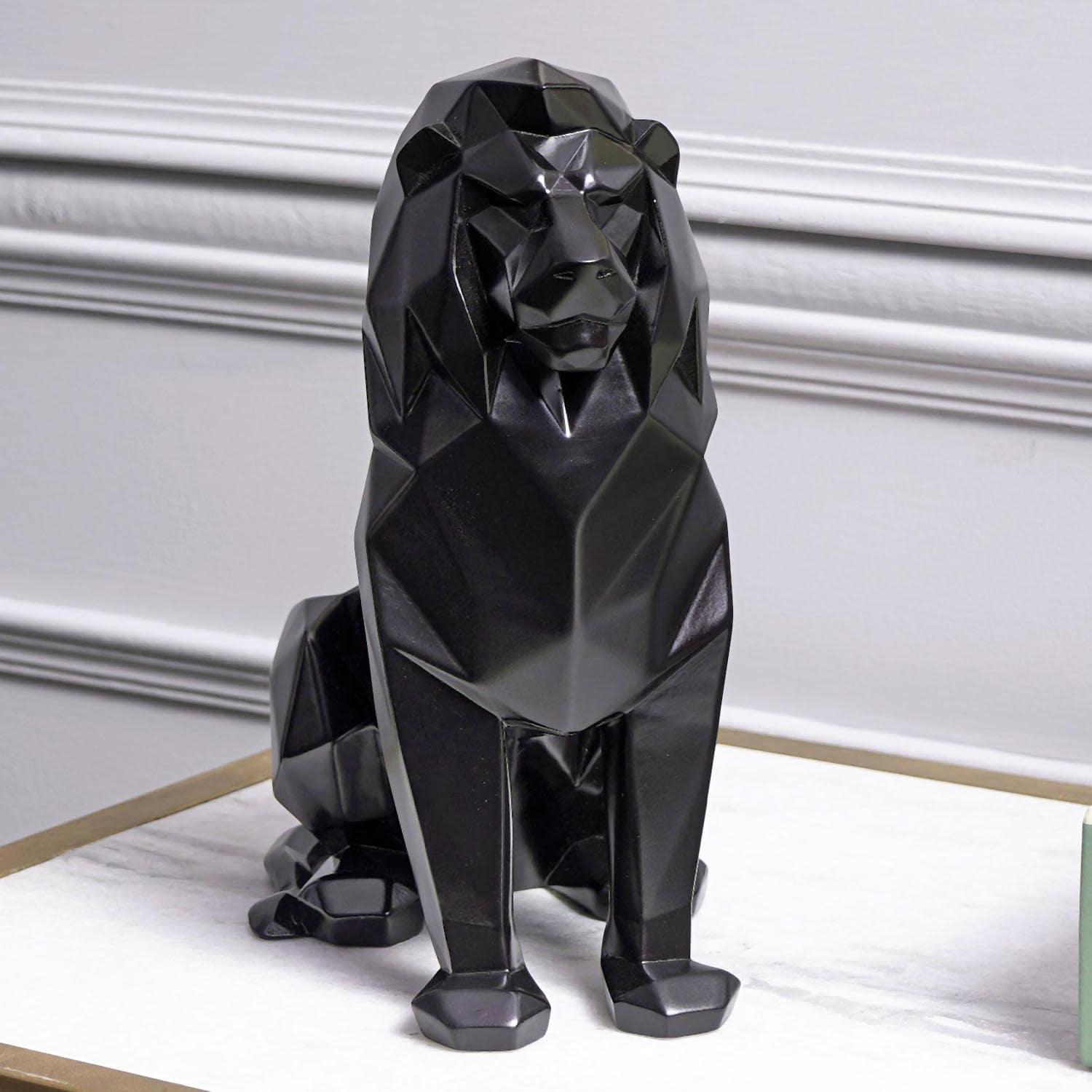 Artarium Stylized Geometric Sitting Lion Figurine Idol