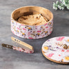 Nestroots Allure Roti Box With Tong Pink Enamel Print Mango Wood