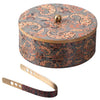Nestroots Allure Teak Wood Roti Box with Tong Grey Enamel Print