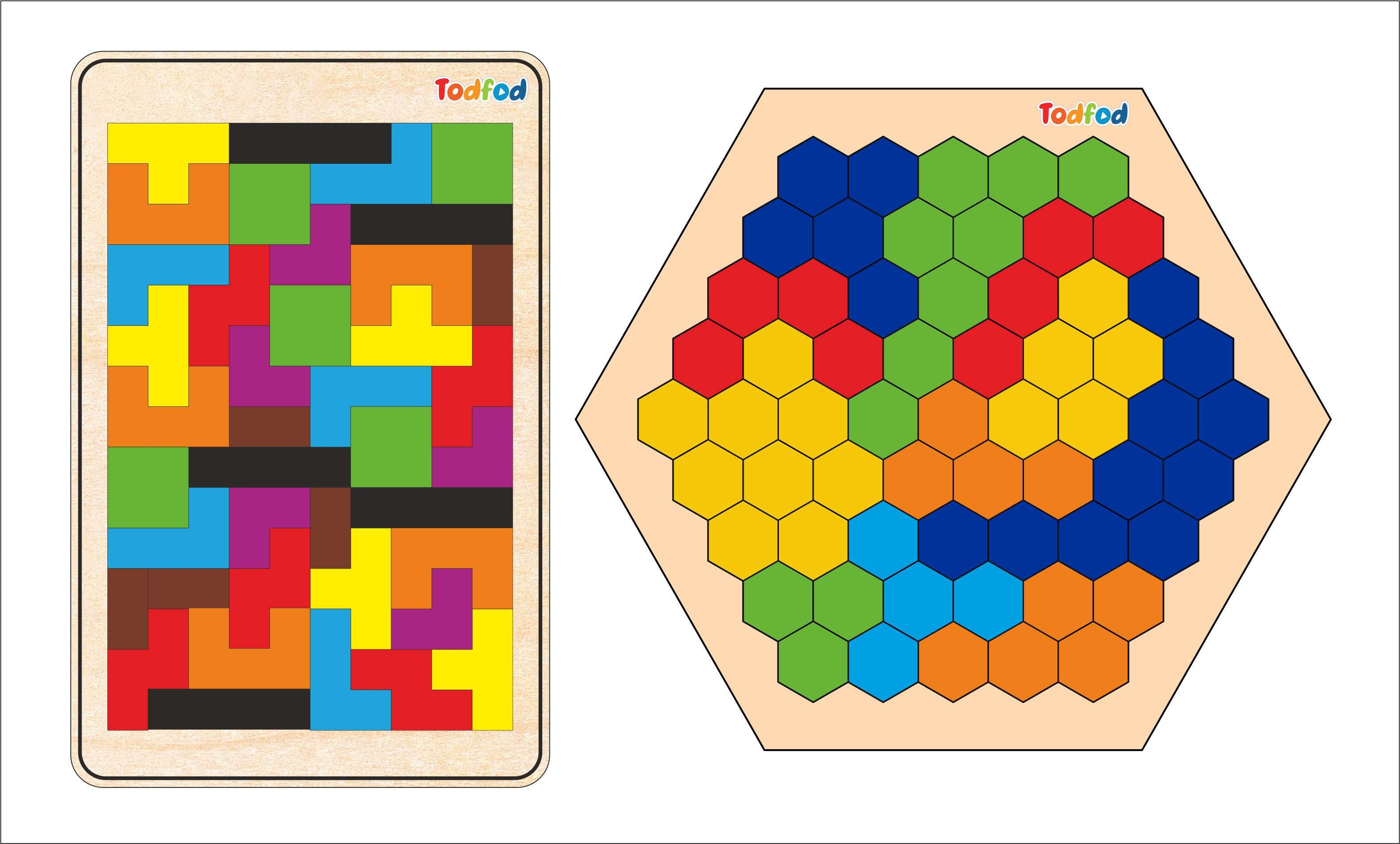 Wooden Hexatetris Puzzle Toy